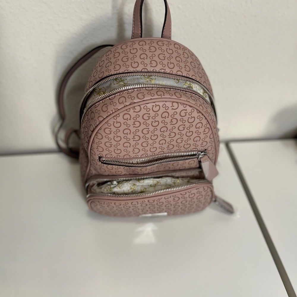 GUESS Los Angeles Women’s Logo Maxson Dusty Mauve Backpack - Picture 4 of 4